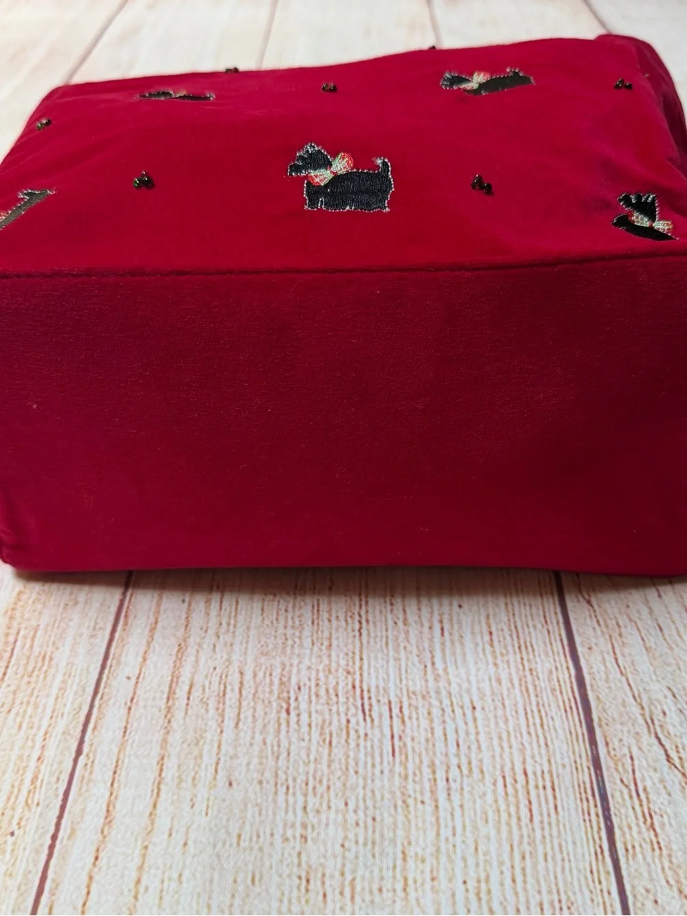 Red Velvet Scottie Embroidered Tote Bag